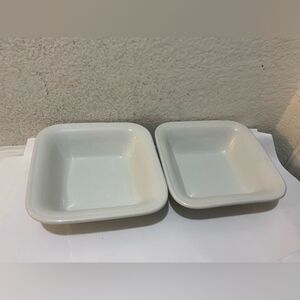 Set of 2 white Bauscher Weiden soup / cereal bowls square shape G11